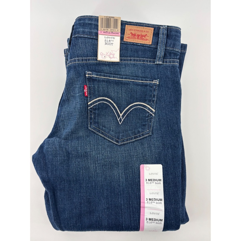 Levi's 518 Superlow Boot Cut Jeans Juniors 3M Blue Medium Wash NWT